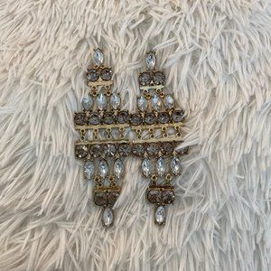 Gold Rhinestone Drop Earings